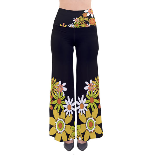 Classic Boho Flowers Dip Style Vintage Palazzo Pants
