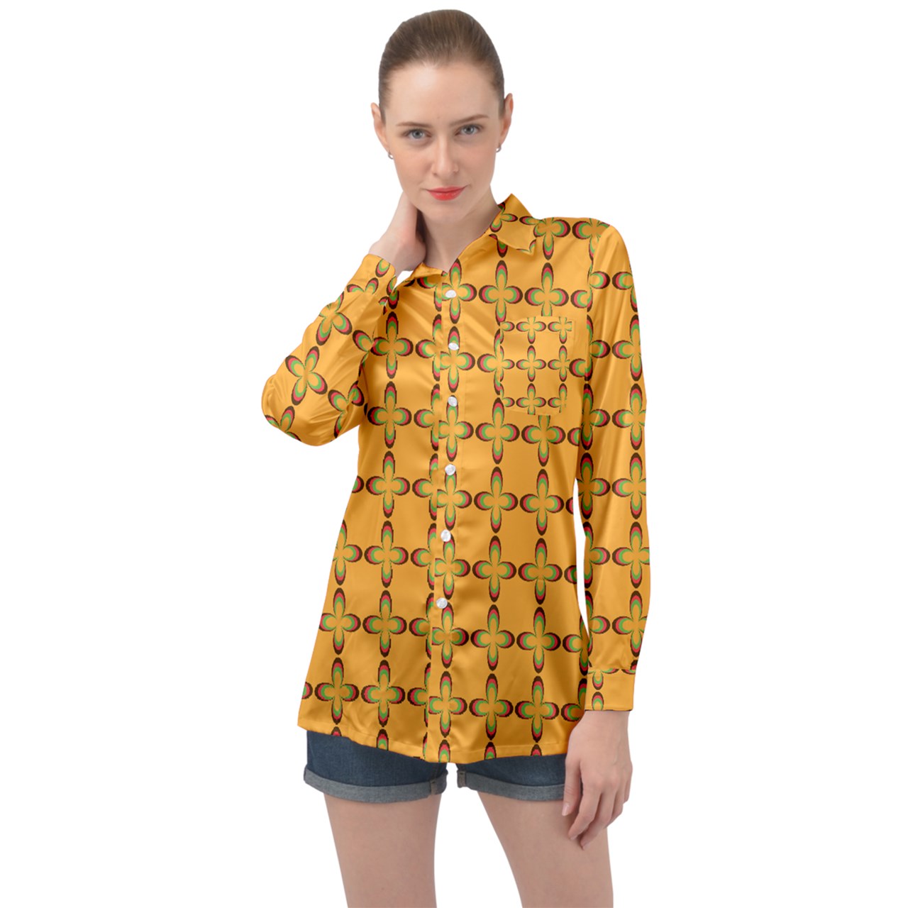 Easy On The Eyes Long Sleeve Satin Shirt