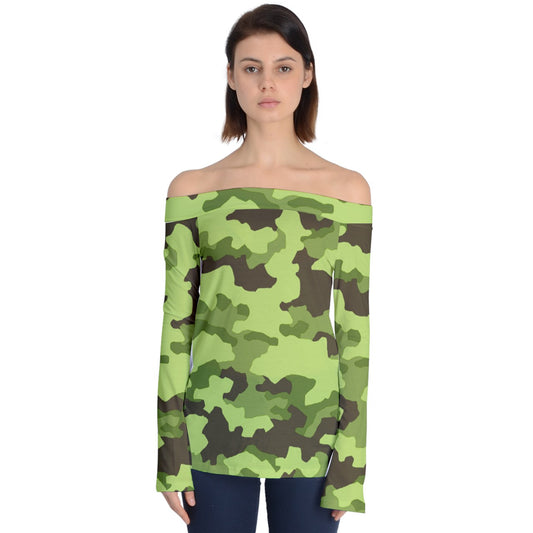Y2k Soldier Northern Off Shoulder Long Sleeve Top