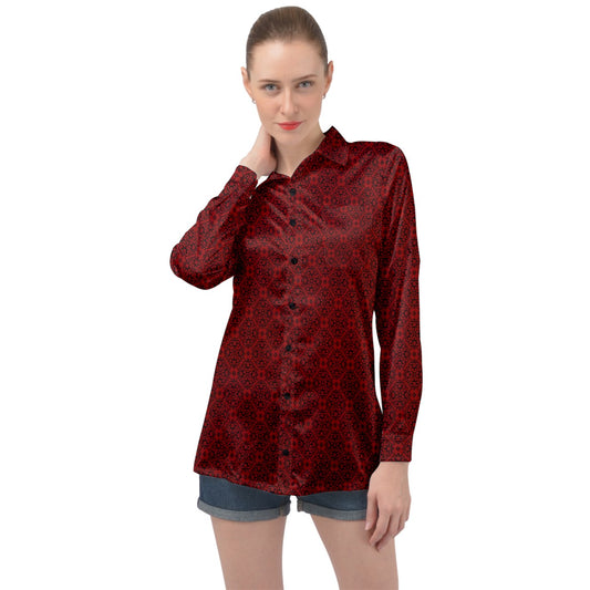 Vampblossom Long Sleeve Satin Shirt