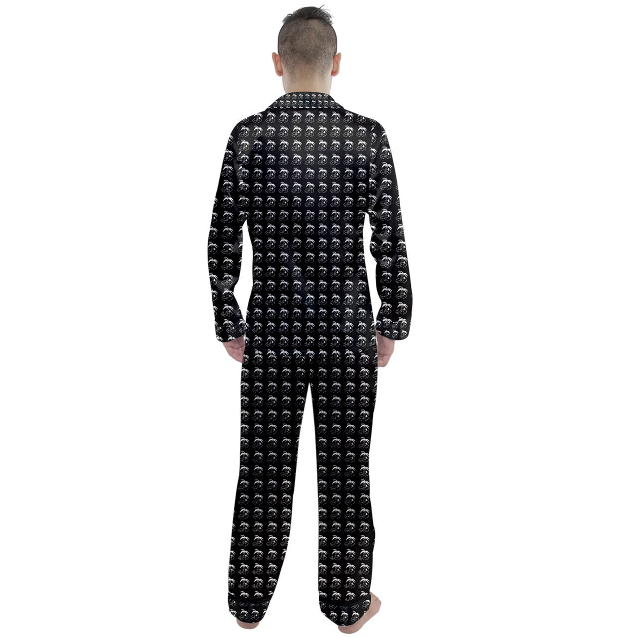 Spider Palm Long Sleeve Satin Pajamas Set
