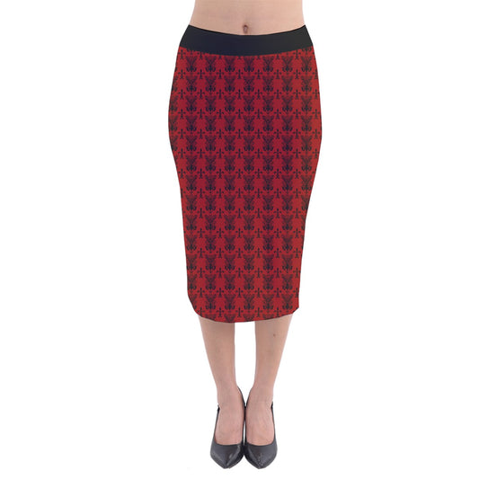 Vampweed Velvet Midi Pencil Skirt
