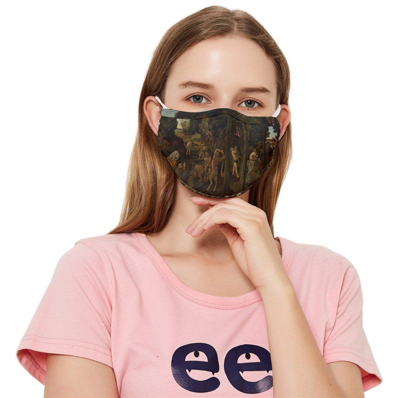 A Hunting Scene Fitted Cloth Face Mask (Adult)