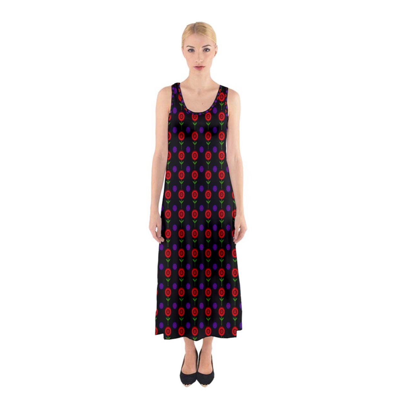 Red Poppies Sleeveless Maxi Underdress