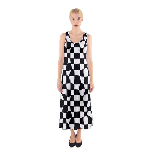 wonky checkers Sleeveless Maxi Underdress
