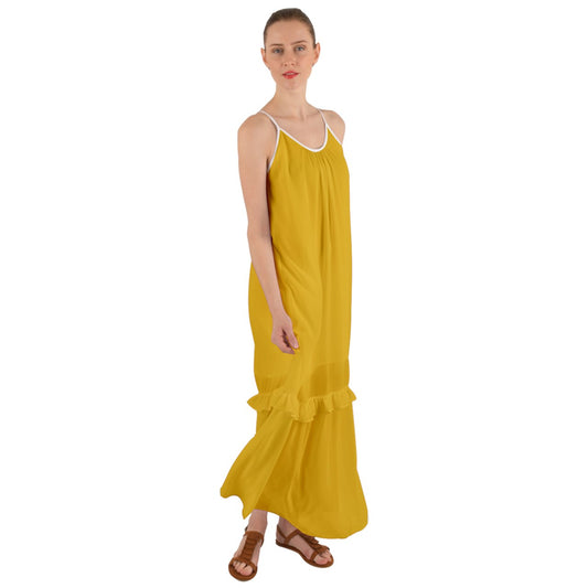 Indigo Gold Cami Maxi Ruffle Chiffon Underdress