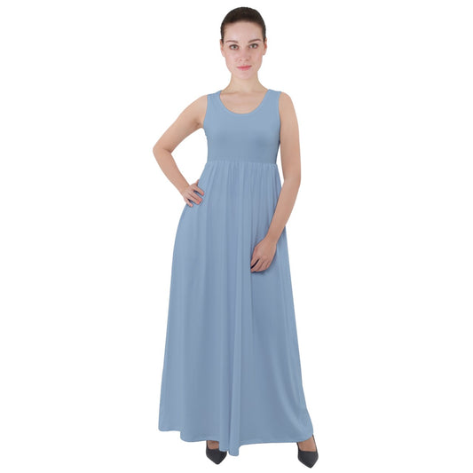 Aqua Smoke Empire Waist Velour Maxi Underdress