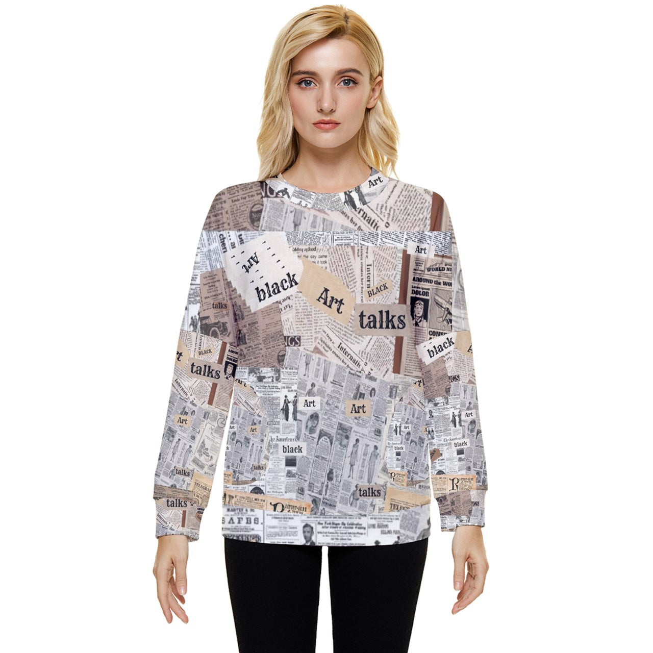 Black Art Talks Newsprint Hidden Pocket Sweatshirt