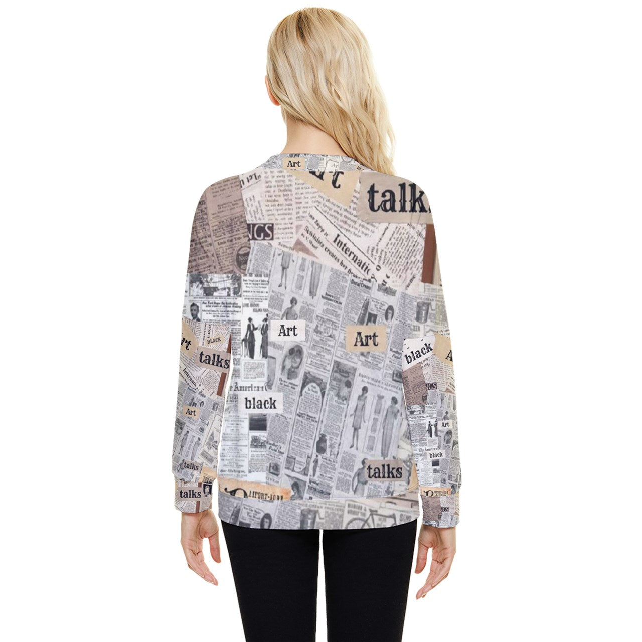 Black Art Talks Newsprint Hidden Pocket Sweatshirt