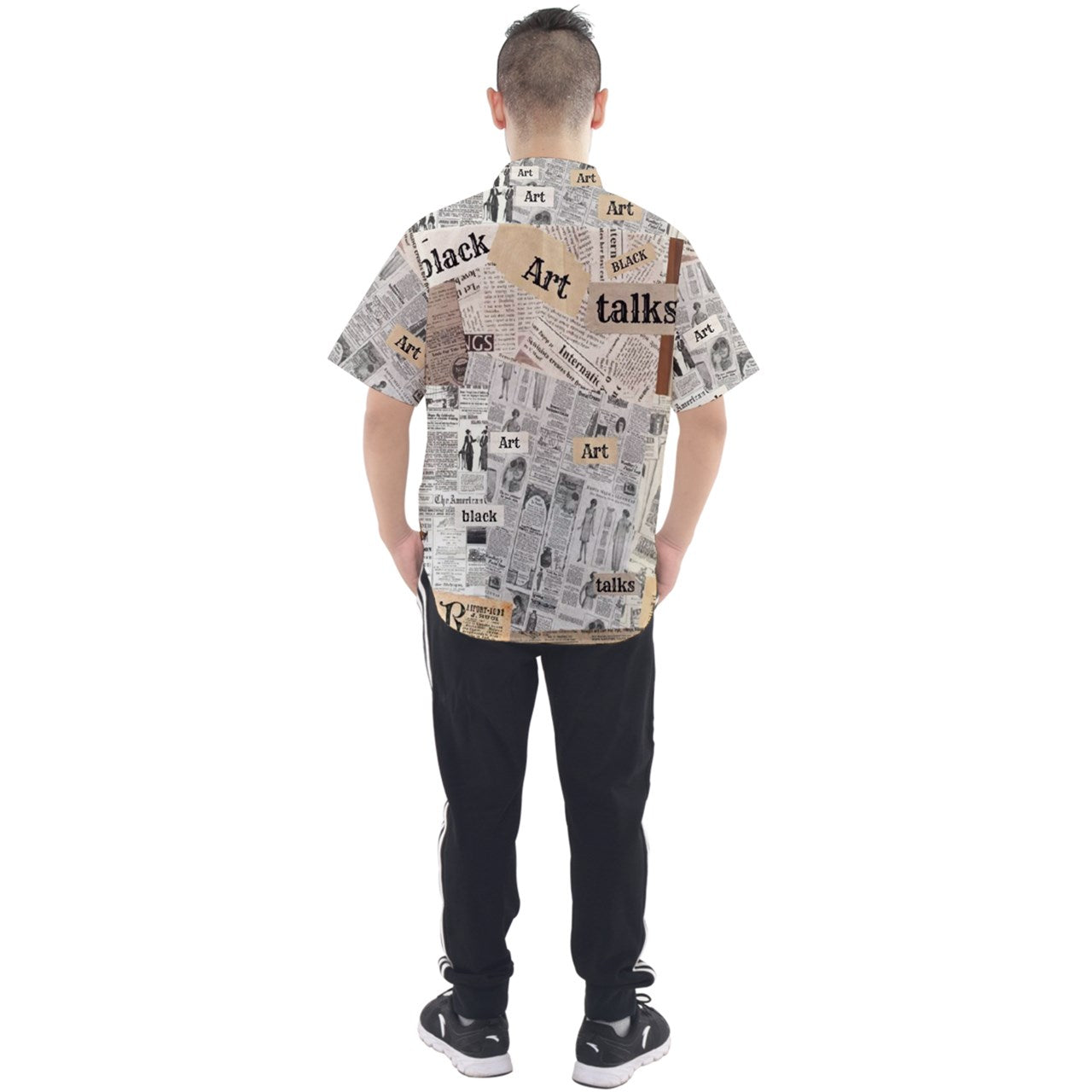 Black Art Talks Newsprint Short Sleeve Shirt