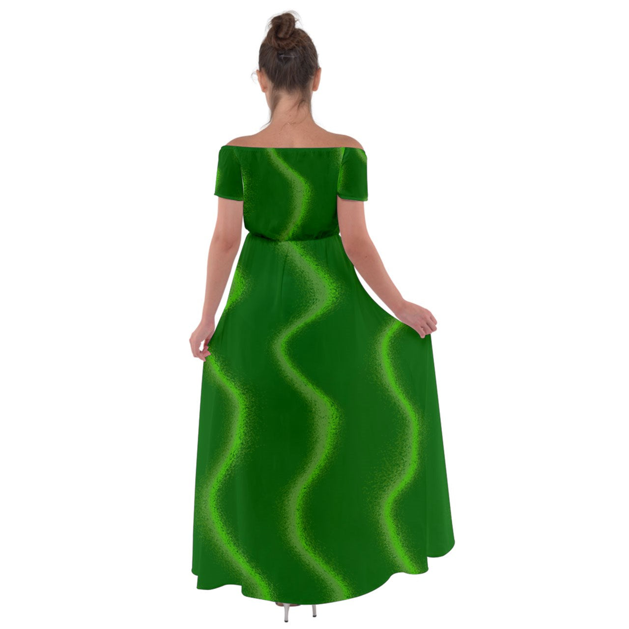 Fruit Snacks Watermelon Off Shoulder Open Front Chiffon Dress