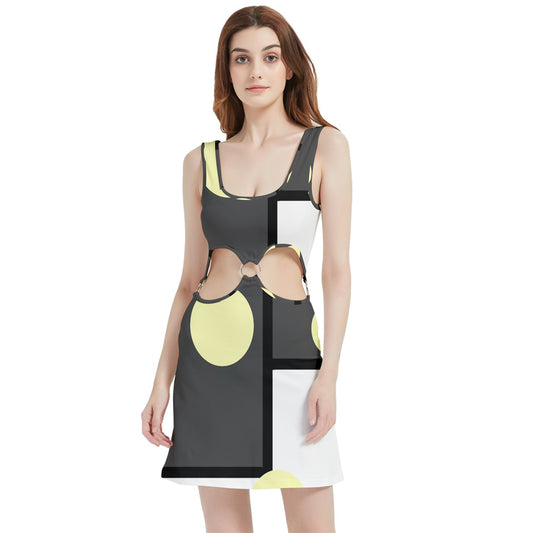 Noir Mod Bubble Velvet Cutout Dress