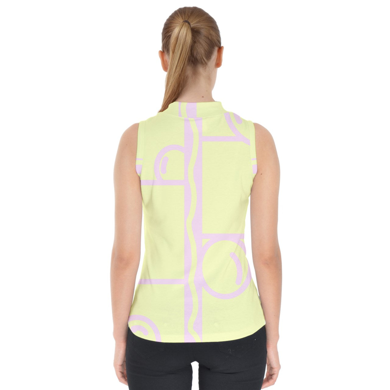 Pink Banana Mod Bubble Mock Neck Shell Top