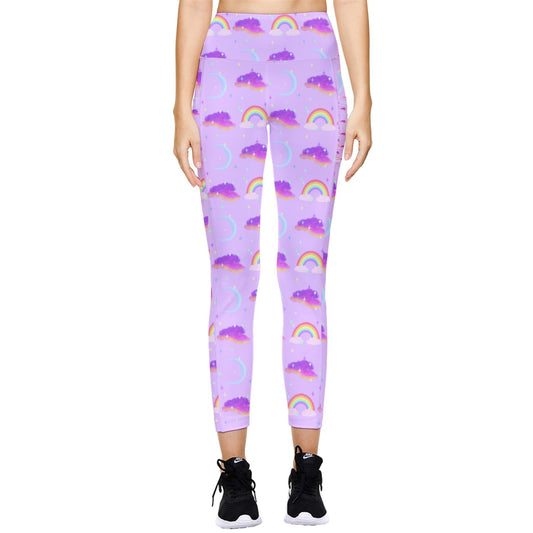 Rainbow Moon Watercolor Pocket Leggings