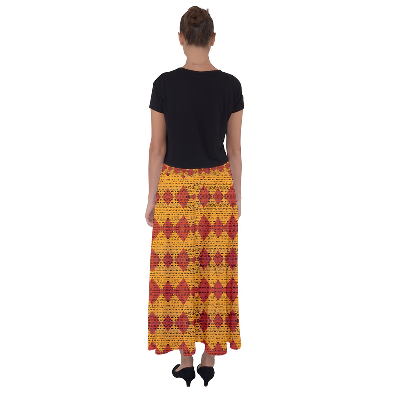 Red Knight Spots Flared Maxi Skirt
