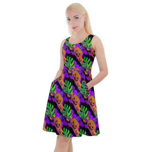 Pumpkin In The Clouds' Knee Length Skater Dress With Pockets