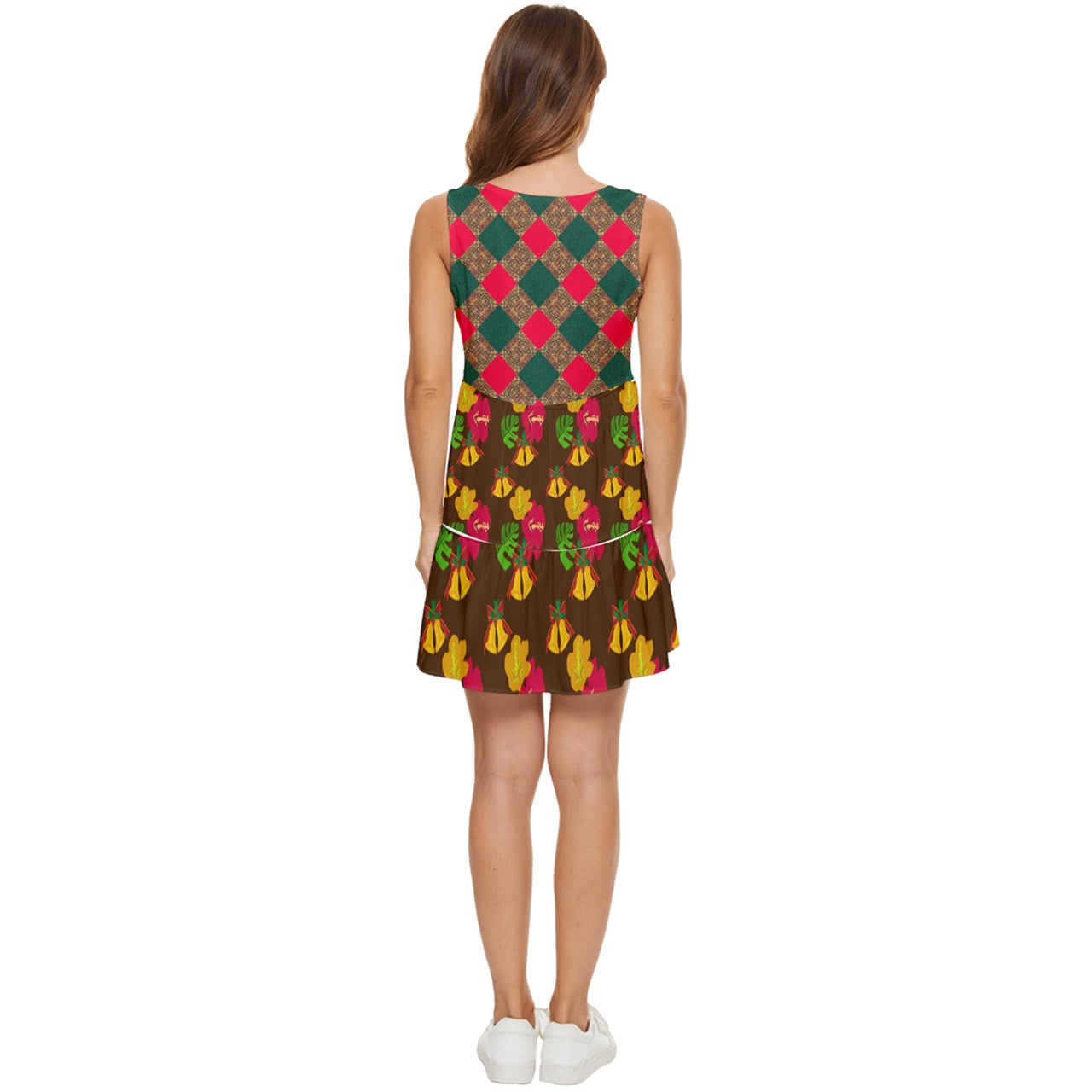 yule Bells Tiered Sleeveless Mini Dress