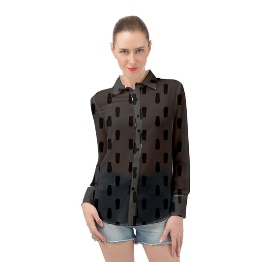 Coffin Tile Long Sleeve Chiffon Shirt