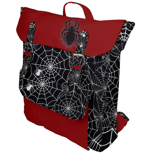 Black Web Complex Red Buckle Up Backpack