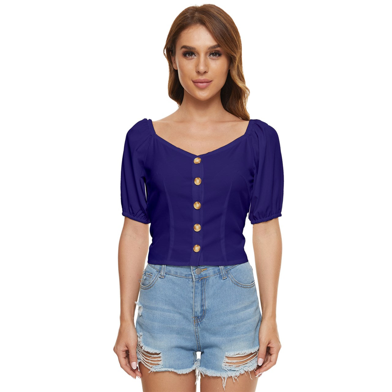 Prussian Blue Button up blouse