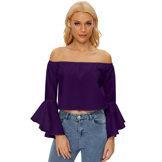 Reagency Off Shoulder Flutter Bell Sleeve Top