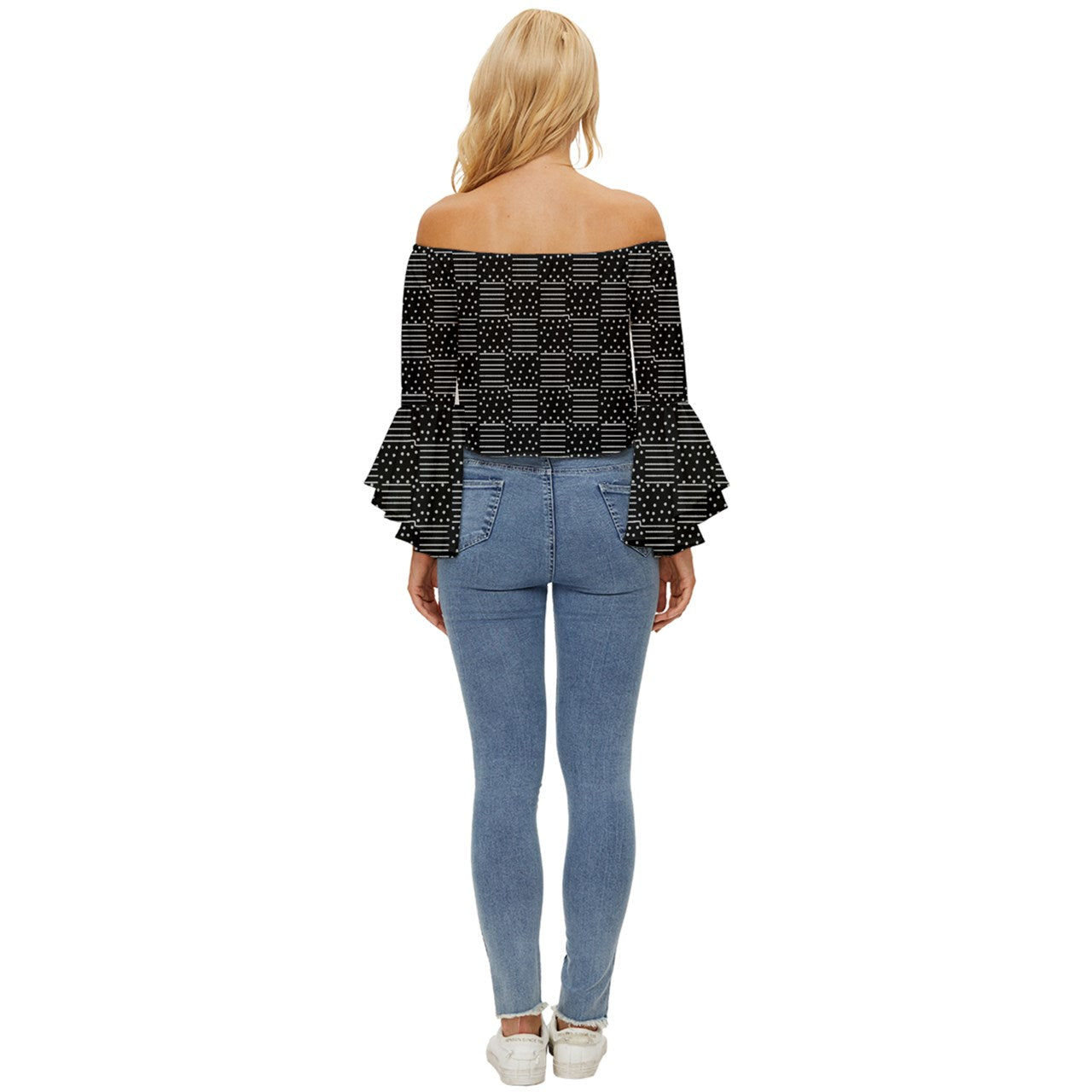 Scars Of The Night Off Shoulder Flutter Bell Sleeve Top