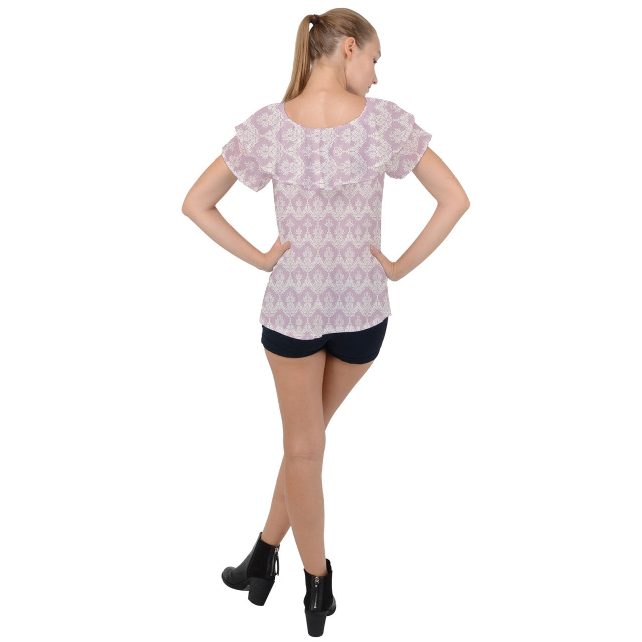 Blushing Beauty Ruffle Collar Chiffon Blouse