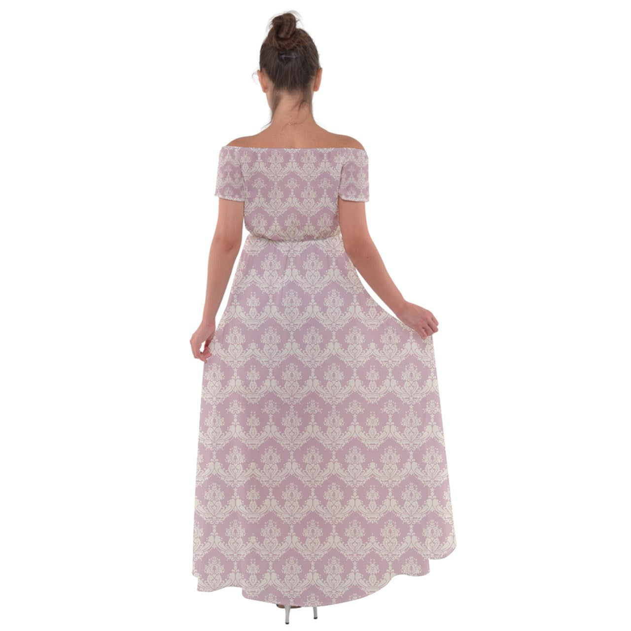Blushing Beauty Off Shoulder Open Front Chiffon Dress