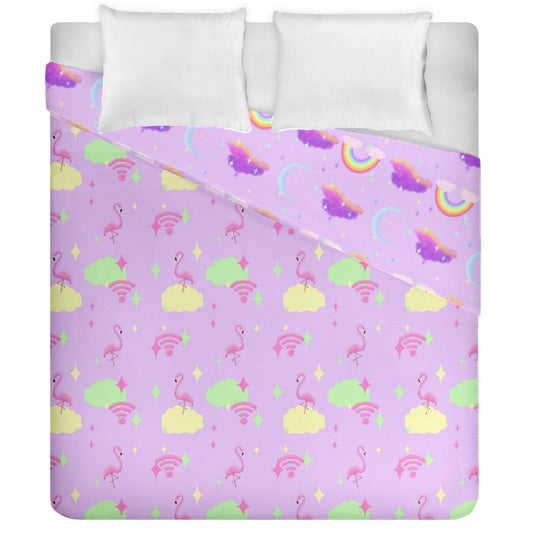 Rainbow Moon Watercolor Duvet Cover Double Side (California King Size)