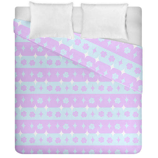 Pastel Stars and Stripes Duvet Cover Double Side (California King Size)