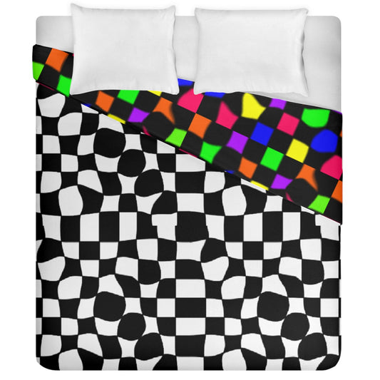wonky checkers Duvet Cover Double Side (California King Size)