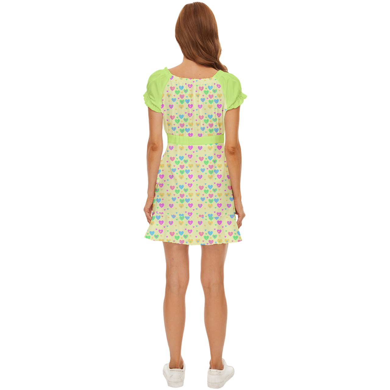 Soft Hearts Puff Sleeve Frill Dress