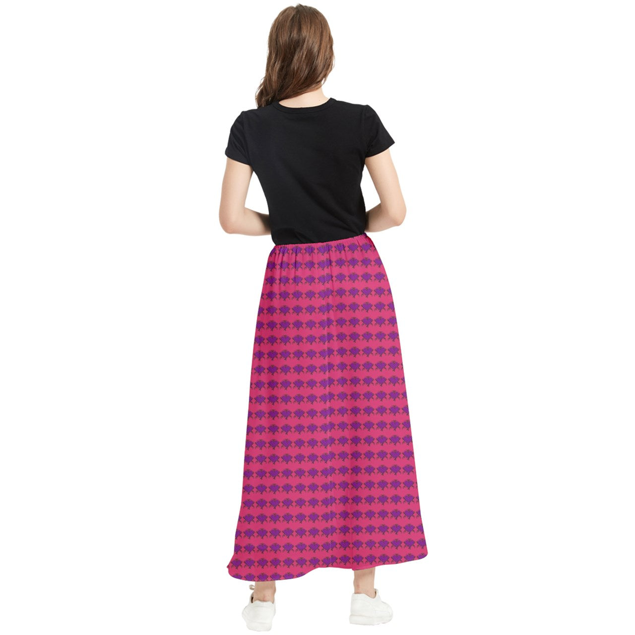 Fuchia Lace Tile Maxi Chiffon Skirt