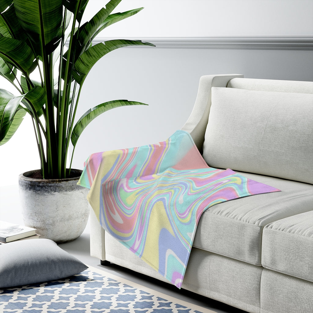 pastel rainbow Velveteen Plush Blanket