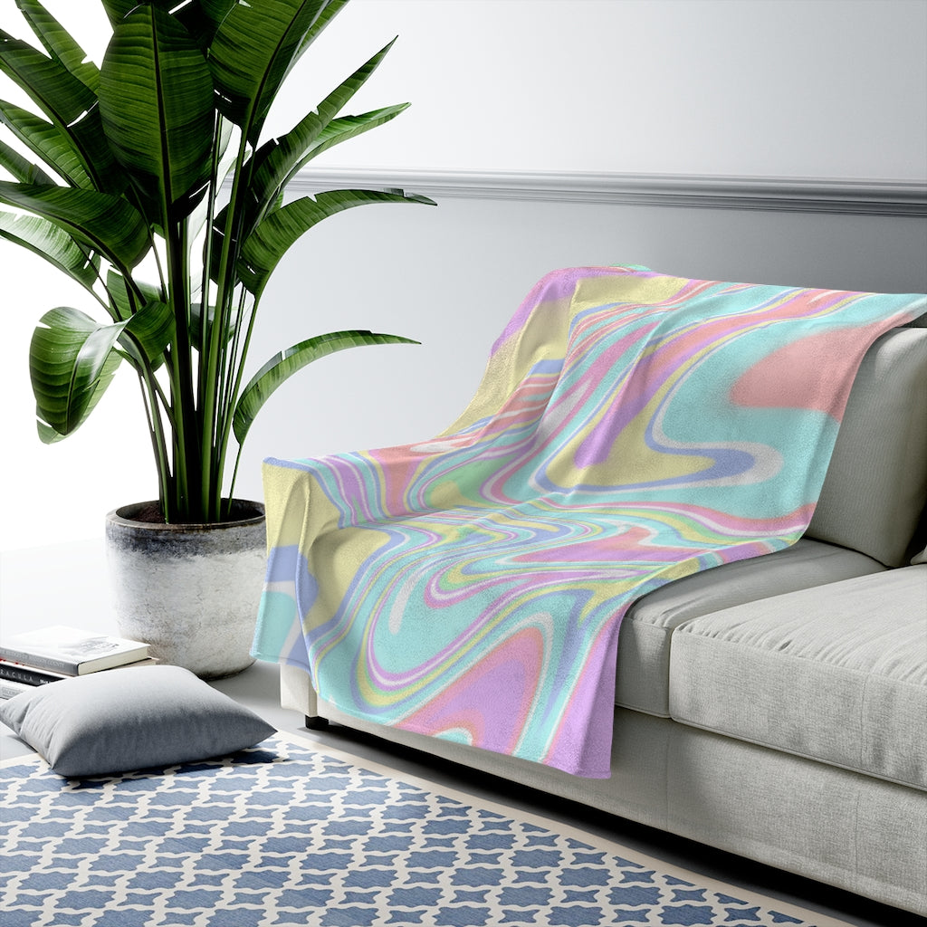 pastel rainbow Velveteen Plush Blanket