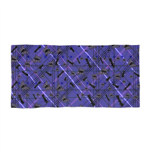 butterflies and bats plaid Beach Towel