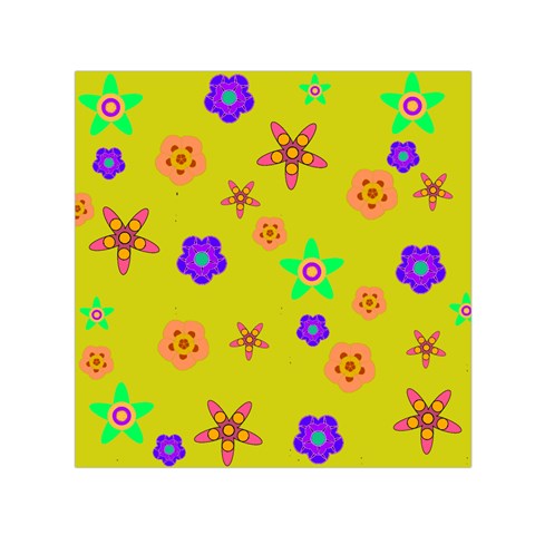 indigo flower yellow Small Satin Scarf