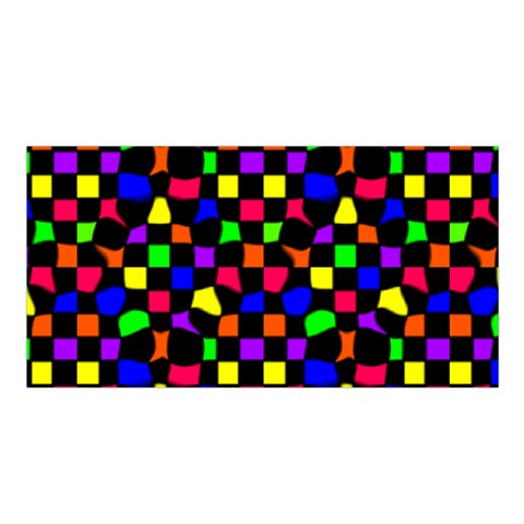 rainbow wonky checkers Satin Shawl