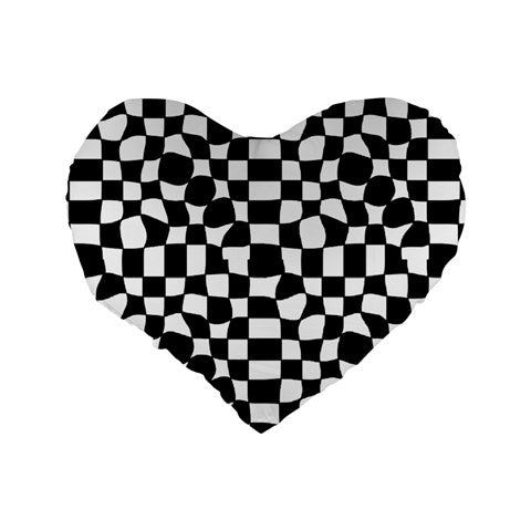 wonky checkers Standard 16" Premium Flano Heart Shape Cushion