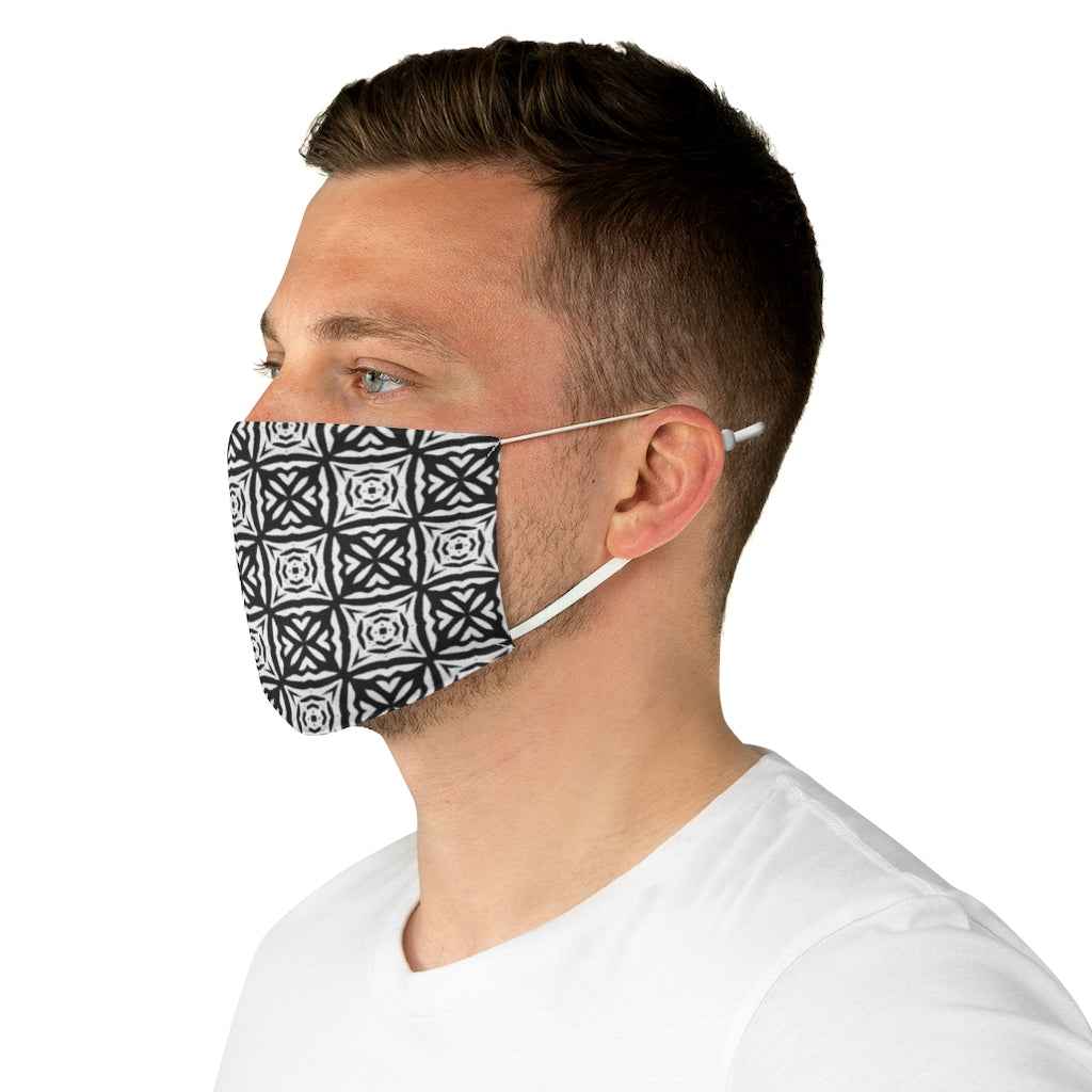 Black White Eyelet floral Fabric Face Mask