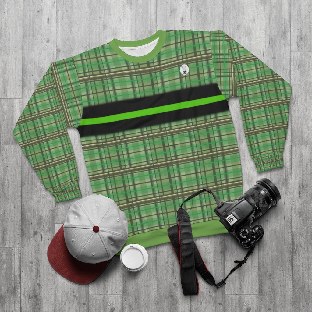 green academia Green Striped Sweatshirt