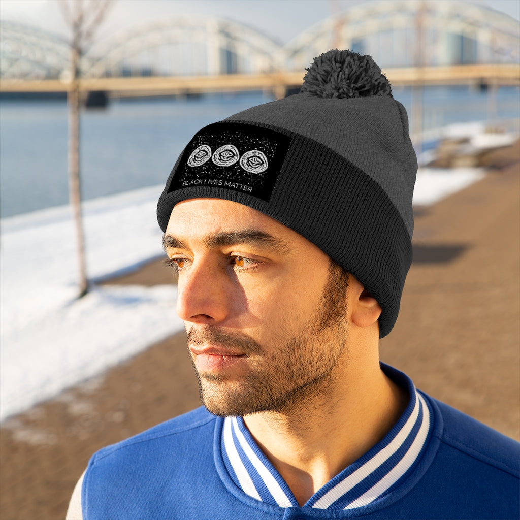 Black Lives Matter - all seeing eye - Black Pom Pom Beanie