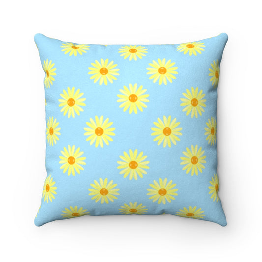 sky sunshine flower Faux Suede Square Pillow