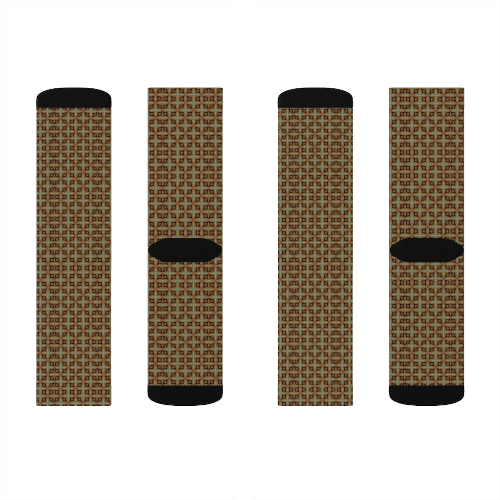 Green Diamond Patterned Sublimation Socks