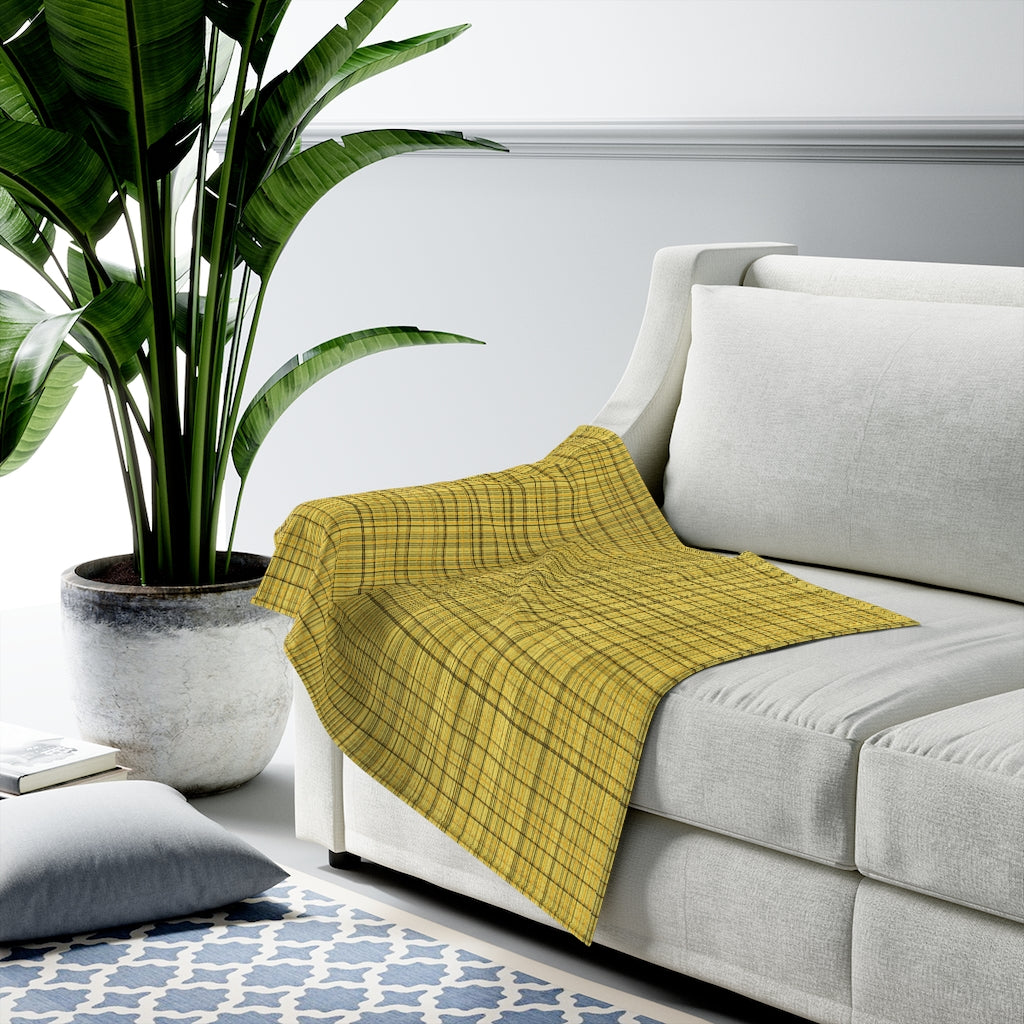 yellow y2k plaid Velveteen Plush Blanket