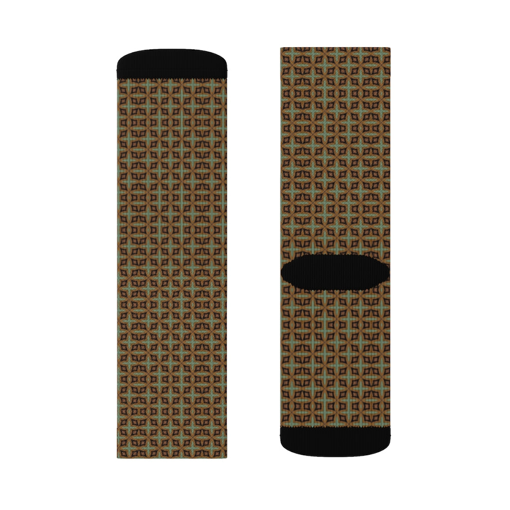 Green Diamond Patterned Sublimation Socks
