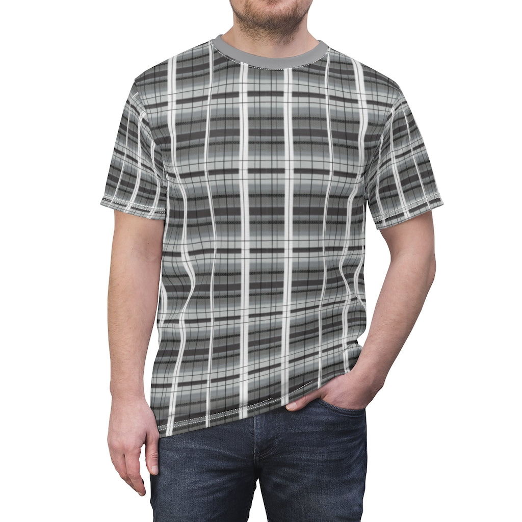 grey academia plaid tee