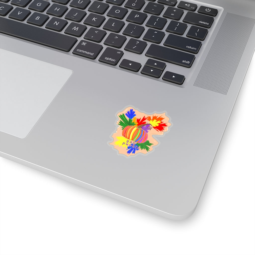 gay flag pumpkin Kiss-Cut Stickers