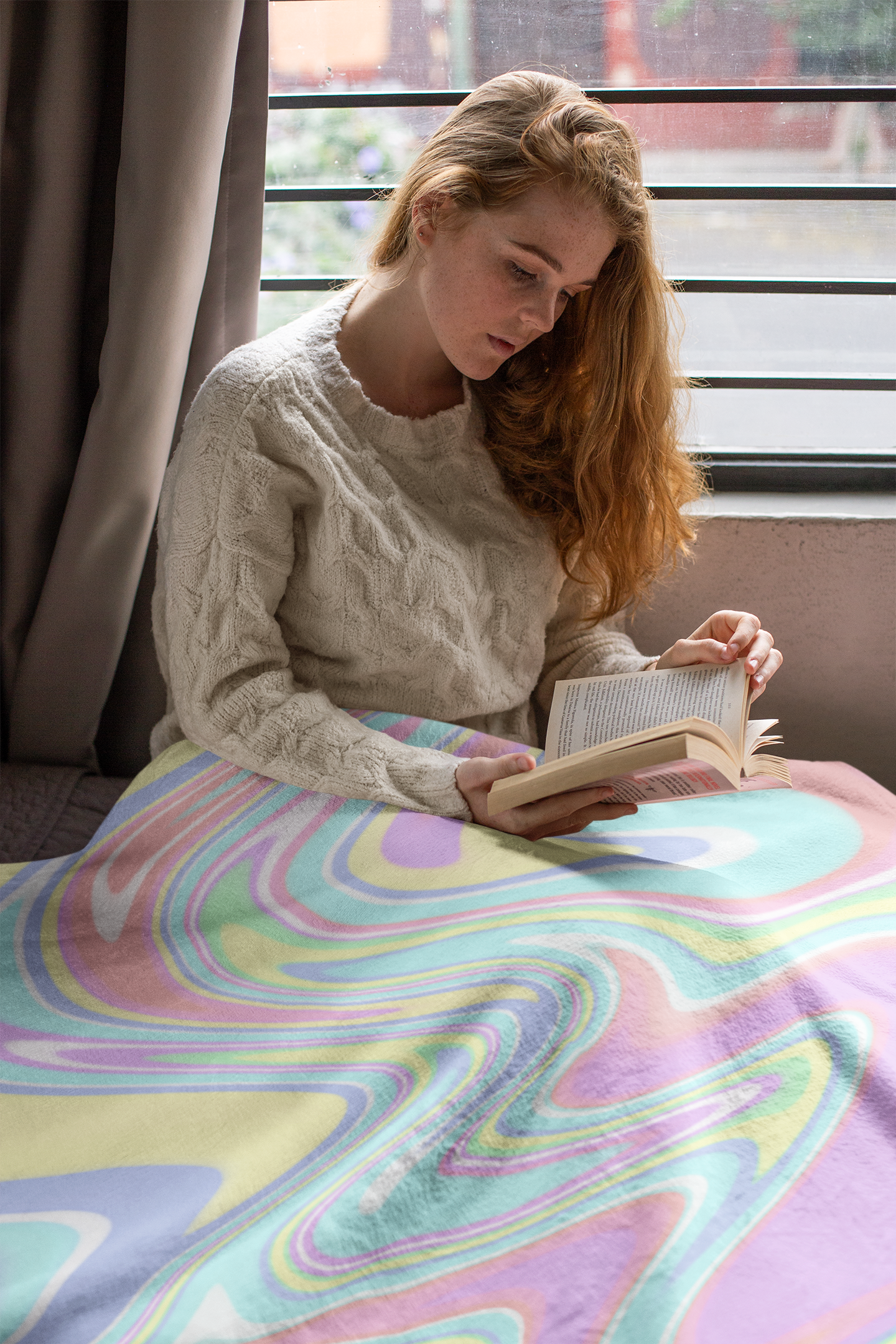pastel rainbow Velveteen Plush Blanket