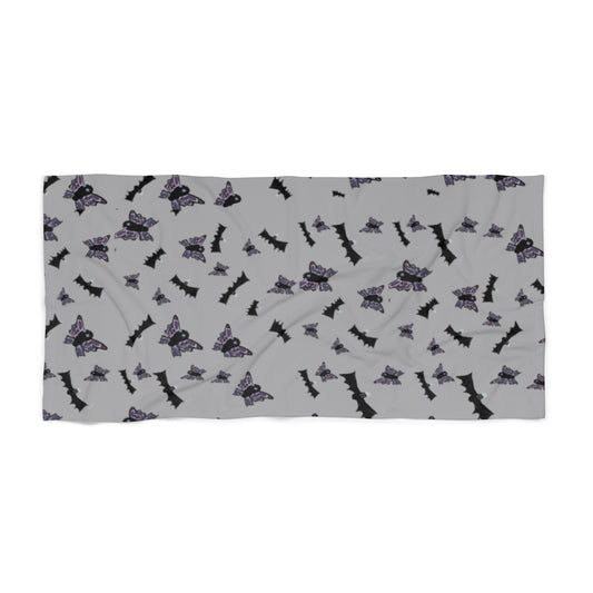 butterflies and bats grey Beach Towel